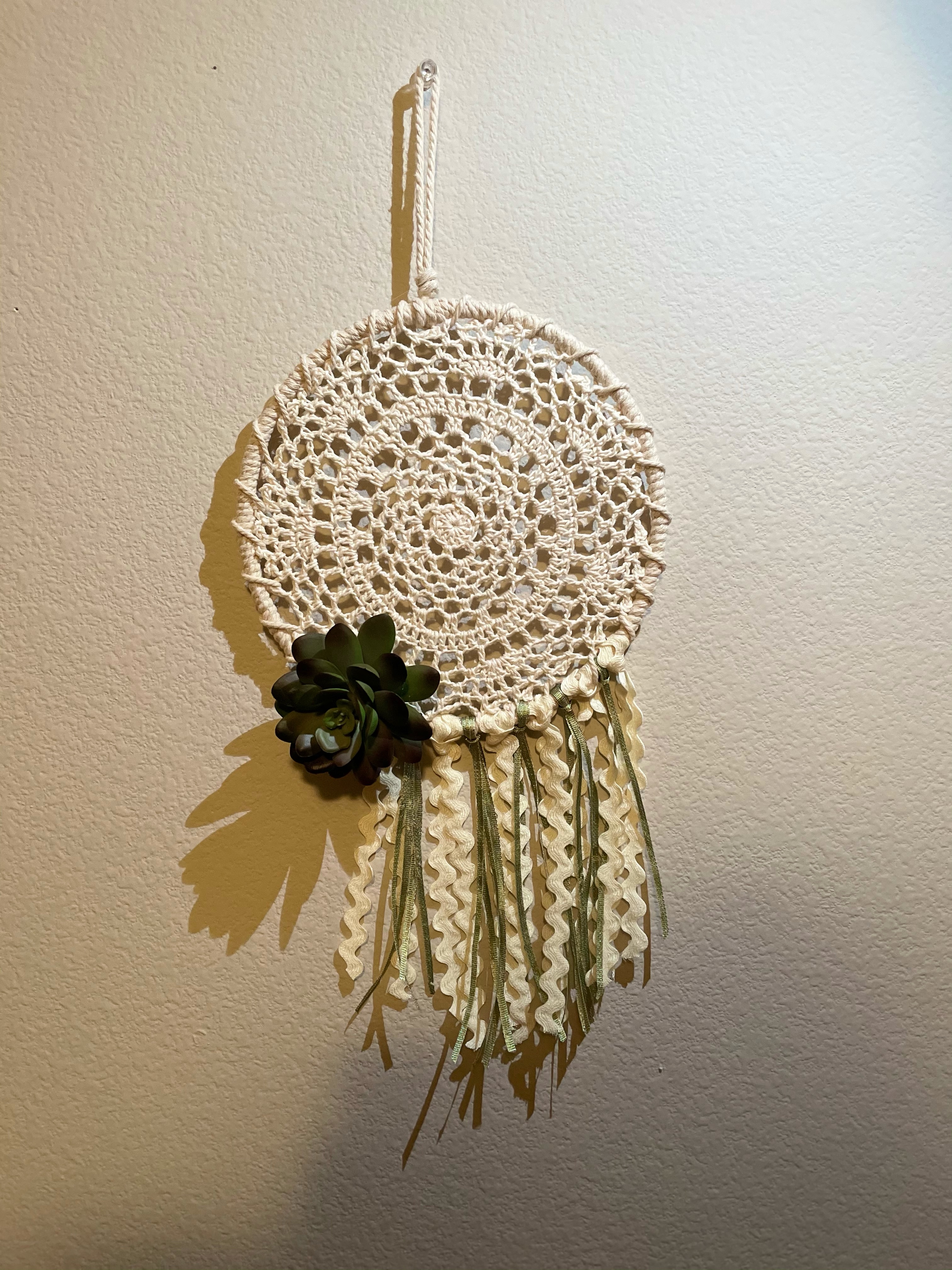 Cream Dreamcatcher with Dark Flower